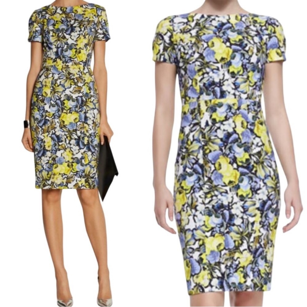 ERDEM Blue and Yellow Floral Joyce Dress